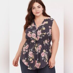 Torrid Emma Babydoll Challis Tunic Top With Floral Pattern